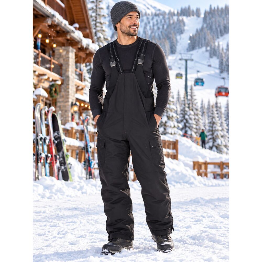 Polar Edge Silver Series Men's Ski Bib Overalls Black Snow Pants Gorpcore
